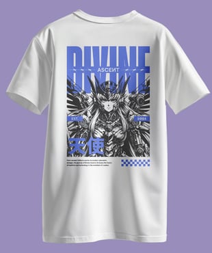 a white t - shirt with a graphic of a demon