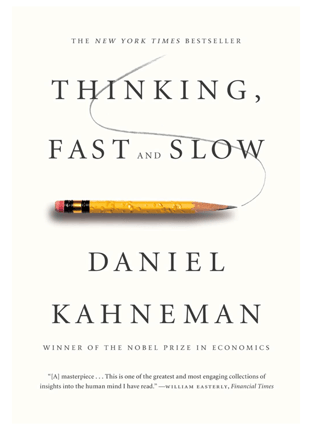 A book cover of thinking fast and slow by daniel kahnemen