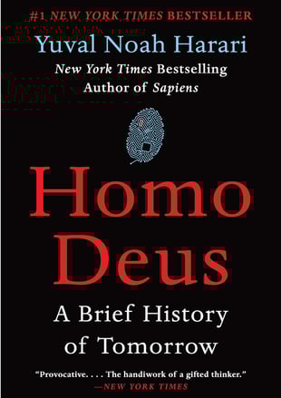 A book cover of homo deus by Yuval noah harari