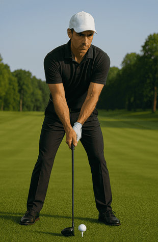 Golfer demonstrating mental focus before a shot