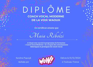 Maia Ribolzi - Diplome de coach vocal moderne