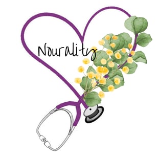 Nourality logo-heart made of a stethoscope with flowers