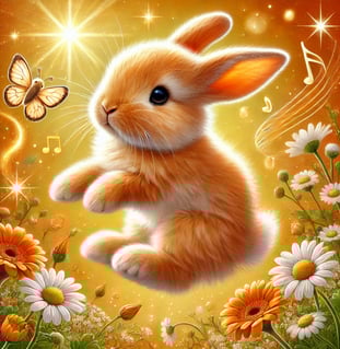 a orange rabbit hopping
