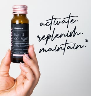 TrueScience Liquid Collagen bottle with slogan