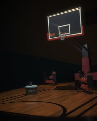 AURA cesta com bolas de basquete