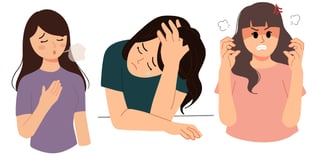 tre donne, una spaventata, una triste, una arrabbiata. gestione delle emozioni
