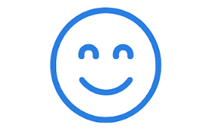 a smiley face with a blue circle with two eyes
