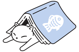 cat under a book