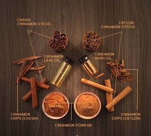 a variety of Ceylon Cinnamon and Cinnamon in a dish