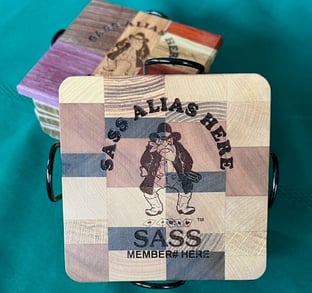 SASS laser engraved coasters