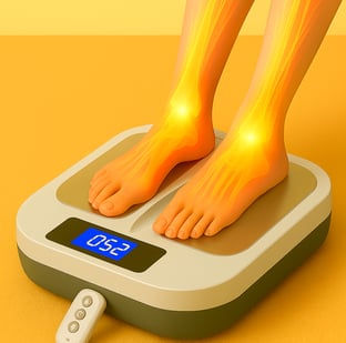 Alat terapi kaki untuk membantu pemulihan stroke dan sirkulasi darah dengan teknologi PEMF.