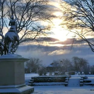 Monument de Jeanne d'Arc, en hiver. matin