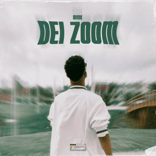 Capa da música "Dei Zoom" na qual Markones aparece de costas com um casaco branco com detalhes verde