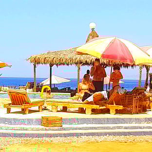 Enjoying the swimming pool at Bedouin star