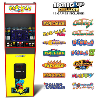 arcade1up Pac Man home arcade with classic arcade like pac man, galaga, and dig dug