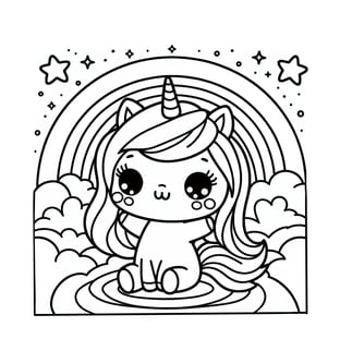 cute unicorn with stars and rainbows