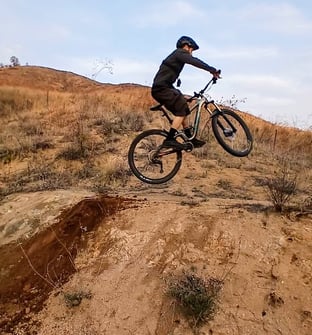 Small Takeoff: Beginner mountain bike jump with small dirt takeoff