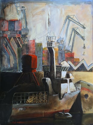 oeuvre d'art animalier- artiste peintre -peinture-marine - ports