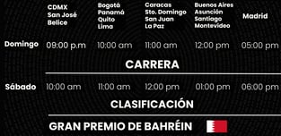 Horarios Gran Premio de Bahréin