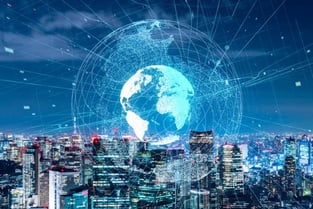 Digital world map representing global communication in export – Zyncopra support services