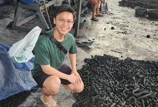 WITH THE RAW CHARCOAL BRIQUETTES