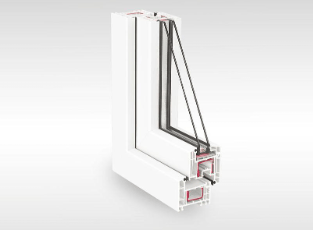 a window with a white frame and a white frame