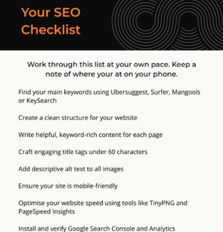 a snippet of the seo checklist, which is in the beginners guide to seo