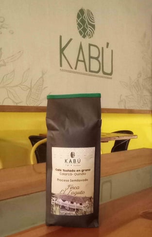 Café Tostado en grano, Proceso semi lavado, marca Kabú Café y Tradición Calarcá Quindío,