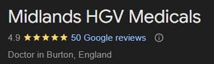 Midlands HGV Medicals google review scores