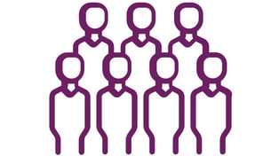 a group of people standing in a line of people