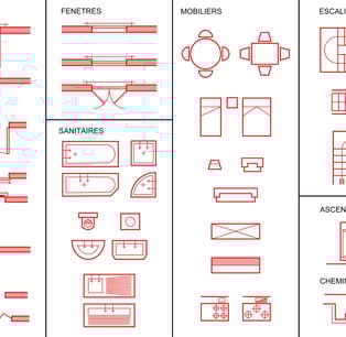 Symboles de représensation plan architecture