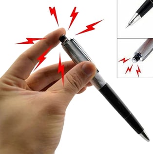 Electric shock pen – hilarious prank gag gift that zaps unsuspecting friends with a harmless jolt.