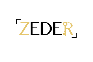 Zeder logo with a key on the R
