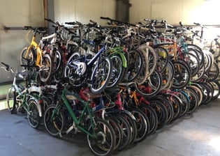 used bicycles prepared for loading in a container for export to Afghanistan from Korea