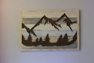 tableau mural bois montagne