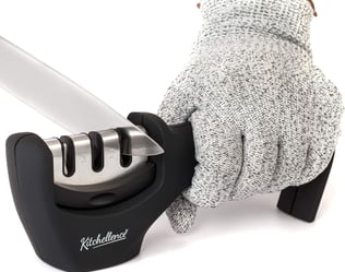 4-in-1 Kitchen Knife Accessories: 3-Stage Knife Sharpener Helps Repair, Restore, Polish Blades and C