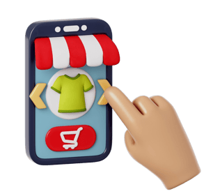 a person's hand holding a phone with a shopping carton