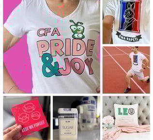 a collage of photos of a woman's t - shirt