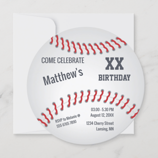 a baseball ball kids birthday invitation