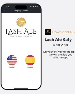 a phone screen with the Lash By Ale Katy App on it