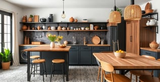 bohemian kitchen with Industrial Elements with a Boho Twist