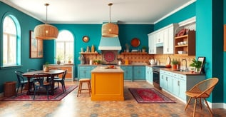 large bohemian style kitchen