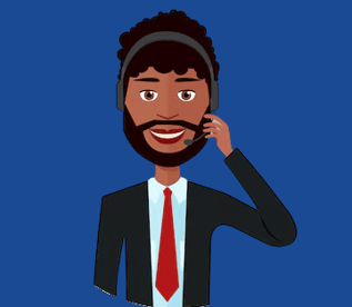 Personagem animado que representa o suporte da empresa.