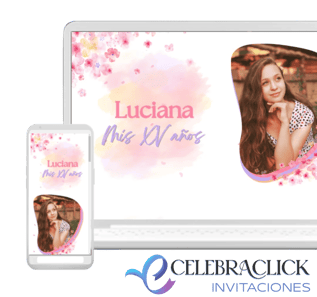 Invitación digital web para todo dispositivo 15 años - Celebraclick