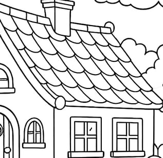 a cute cartoon house coloring page