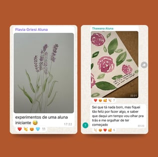 depoimentos e pinturas de alunas