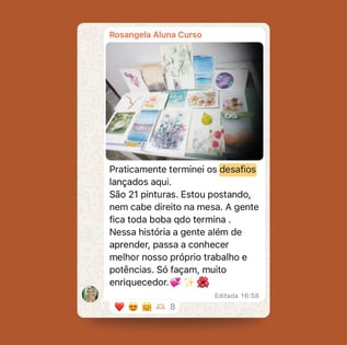 depoimento e pinturas de uma aluna