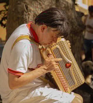 Artiste de rue, Accordéoniste, Menton.