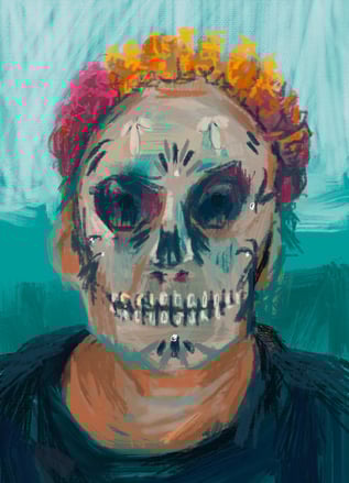 Digital drawing - Day of the Dead selfie