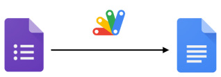 Diagram showing that data flows from Google Forms, through AppSheet to Google Docs